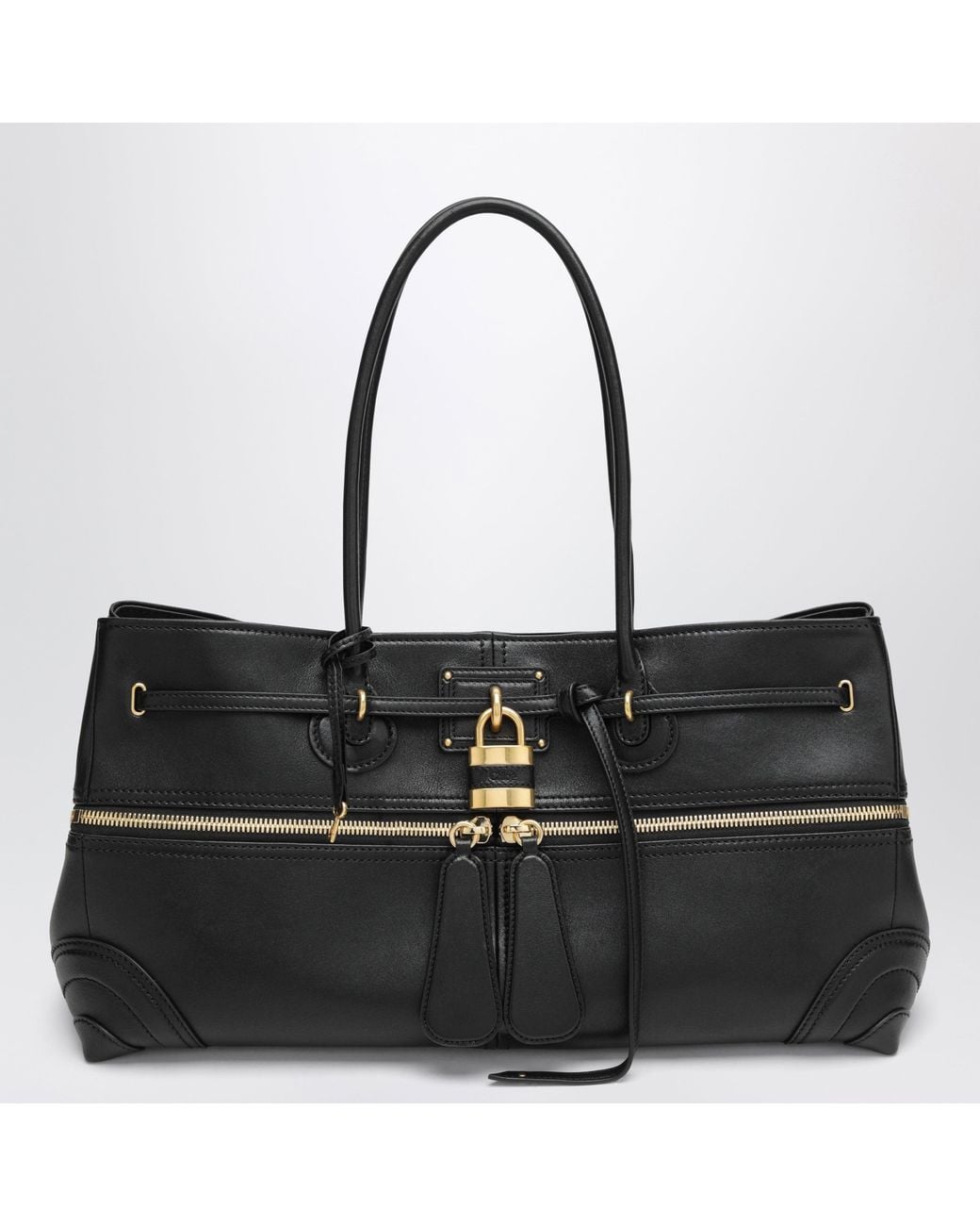 Chloé Black Paddington Sling Large East-West Bag With Oversized Padlock