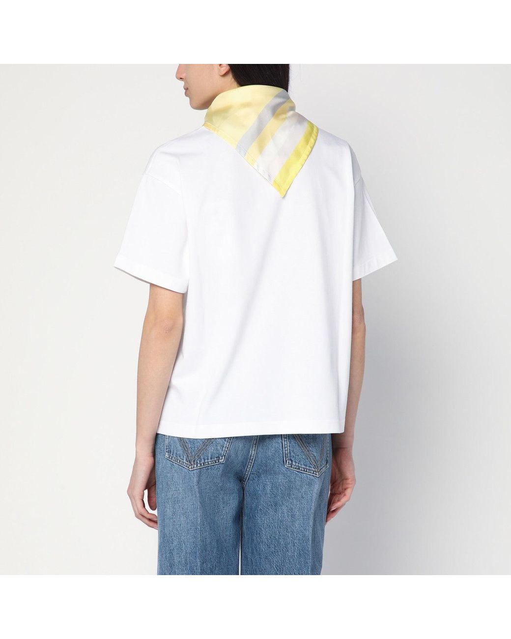 Bottega Veneta White T-Shirt With Silk Scarf