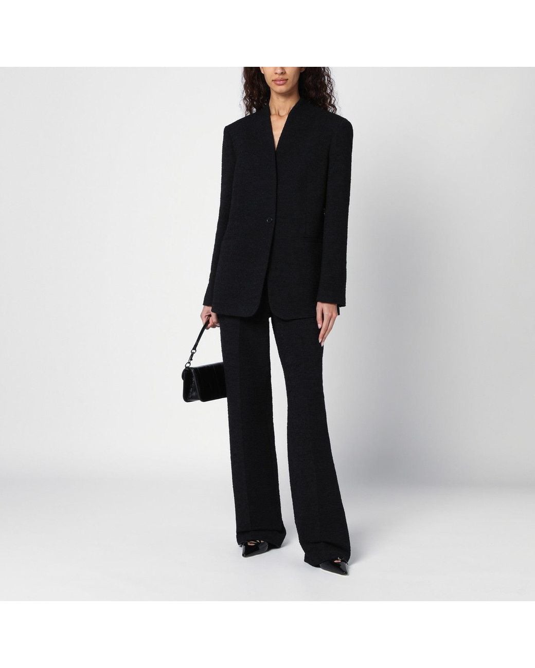 Loulou de Saison Black Straight Bouclé Trousers