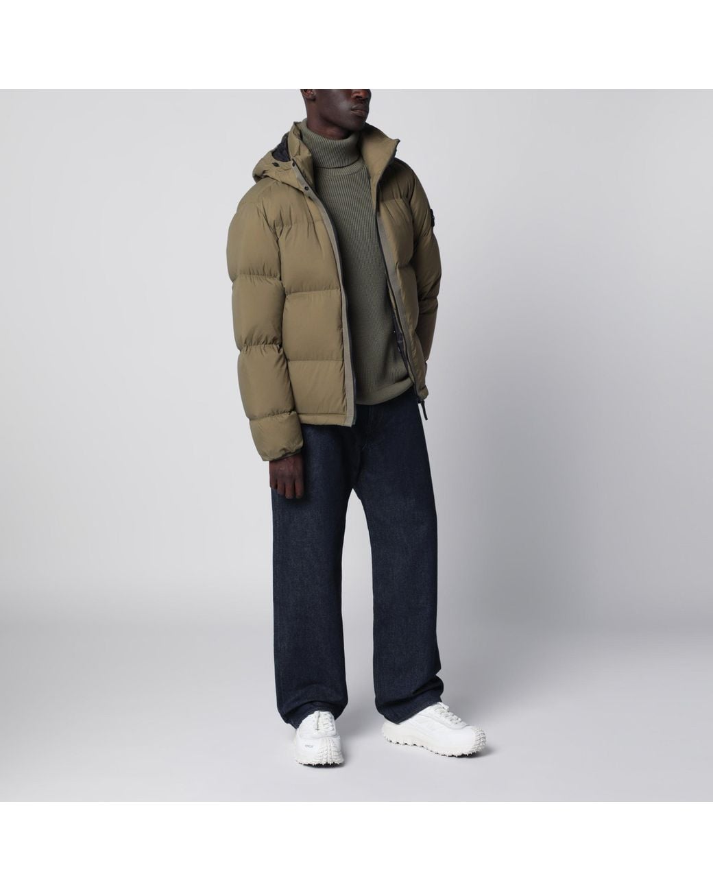 Stone Island Brown Military Ripstop Nylon Zip-Up Down Jacket for men