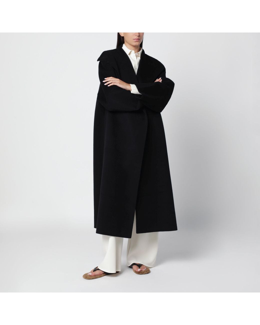 Almada Label Black Kaity Doublé Wool And Cashmere Coat