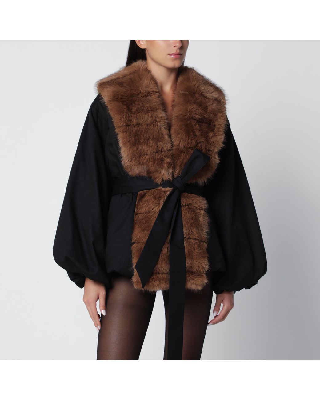ROTATE BIRGER CHRISTENSEN Black Jacket With Faux Fur Details