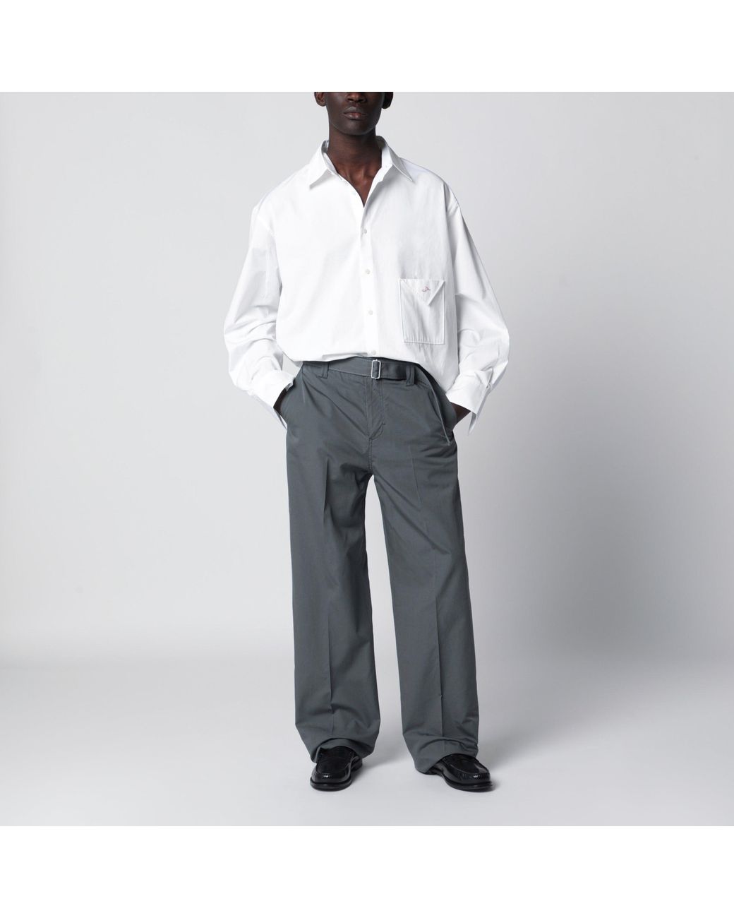 Lardini Gray Cotton And Silk Trousers for men