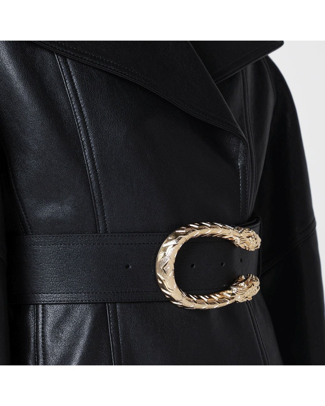 Gucci Black Leather Jacket With Dionysus Belt