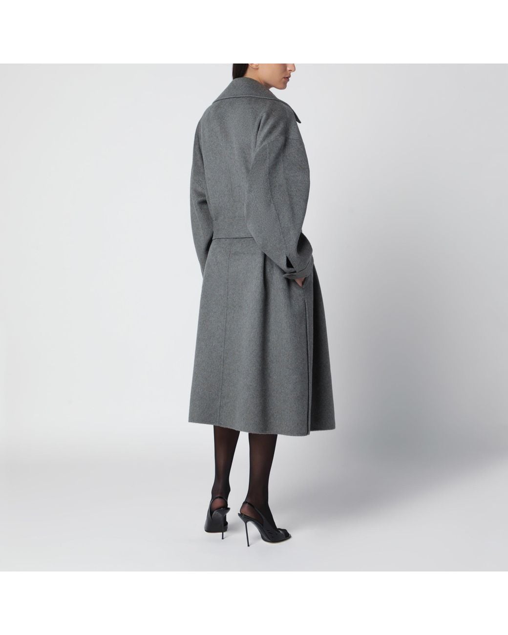 Frankie Shop Gray Double-Breasted Coat With Belt