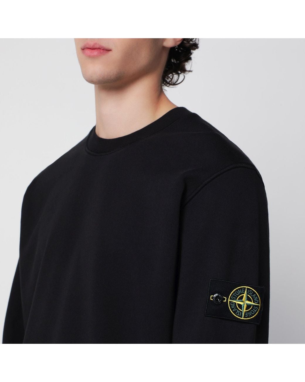 Stone Island Black Cotton Crew-Neck Sweatshirt for men
