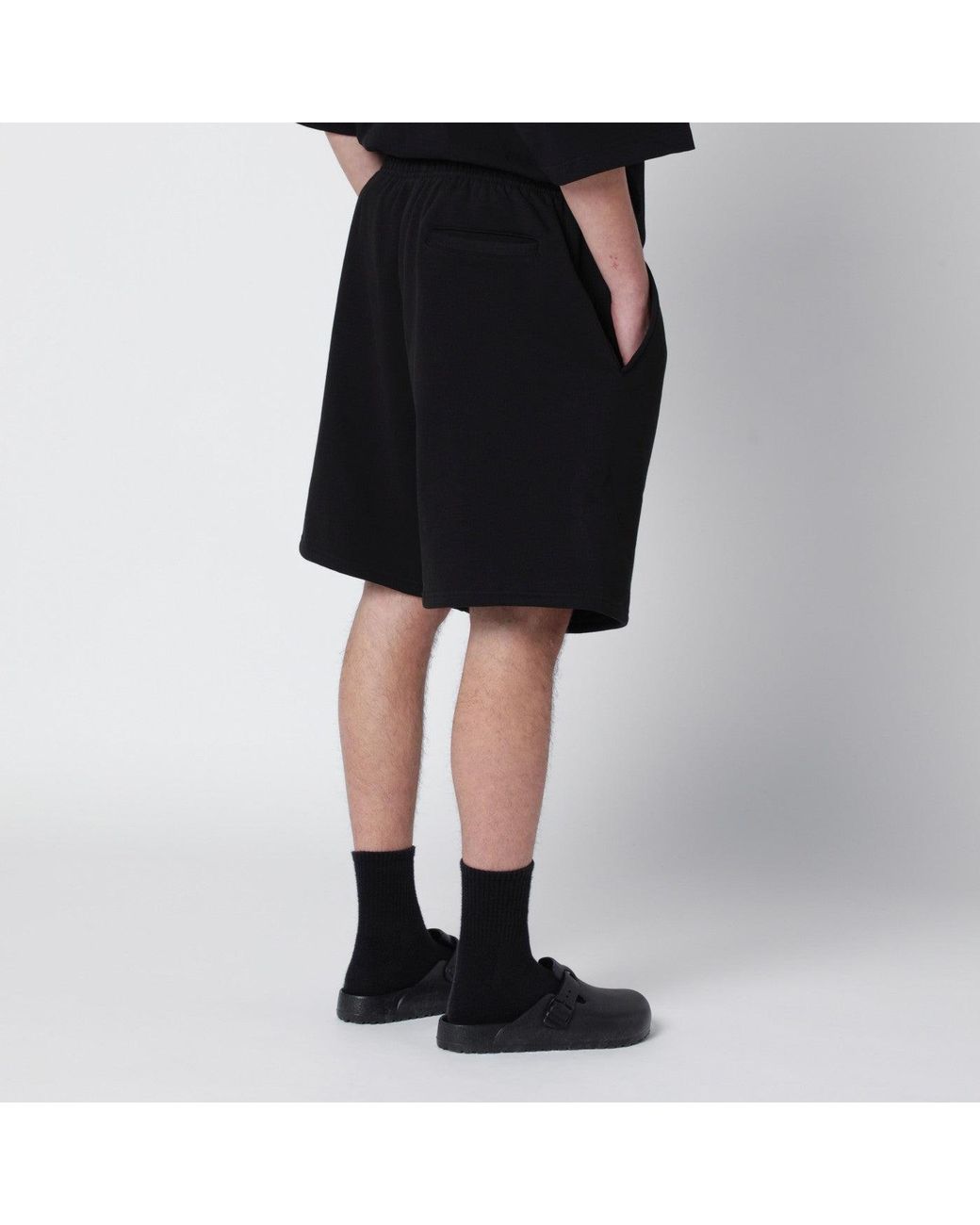 Entire studios Black Cotton Scuba Shorts for men