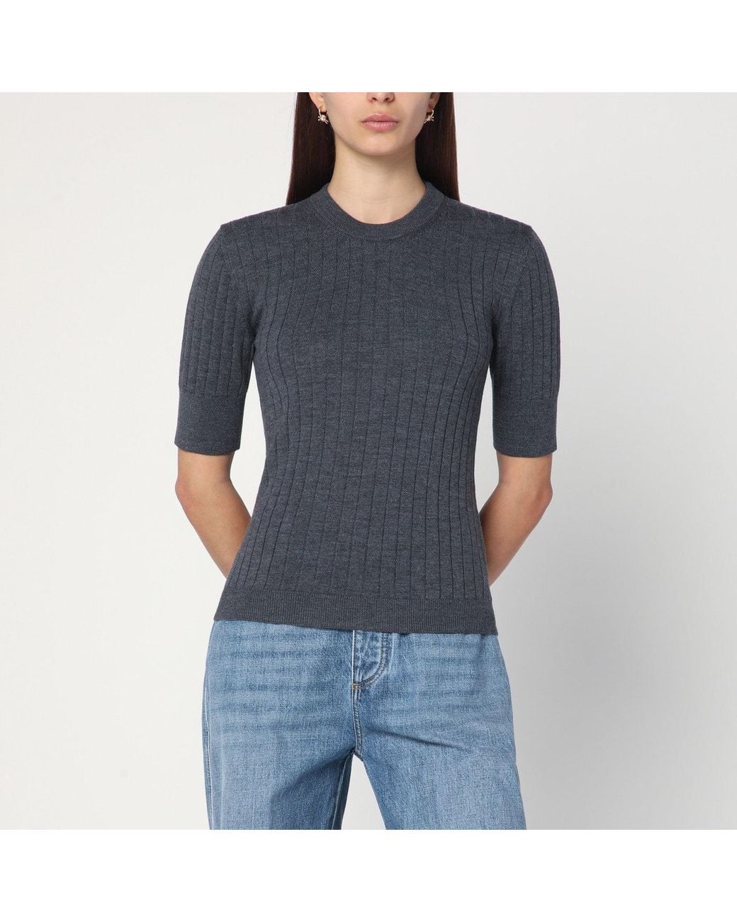 Bottega Veneta Gray Anthracite Wool Sweater