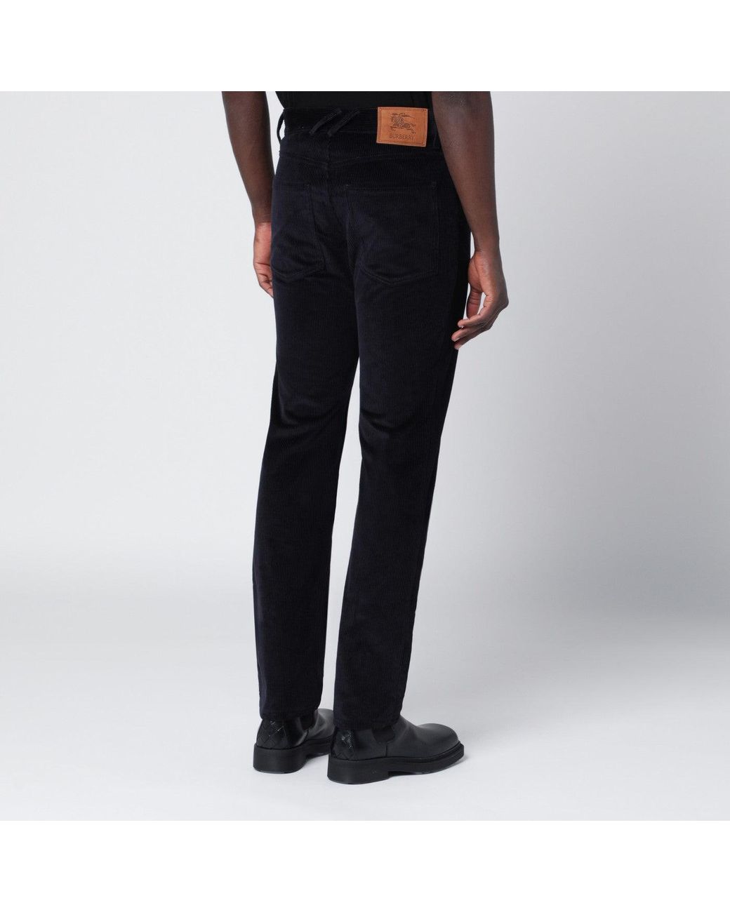 Burberry Black Dark Cotton Corduroy Trousers for men