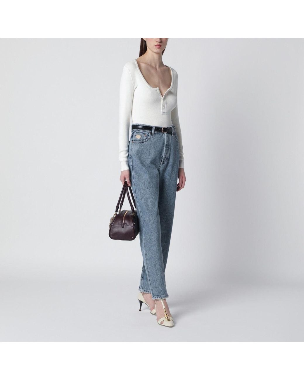 Chloé Blue Light High-Waisted Tapered Jeans