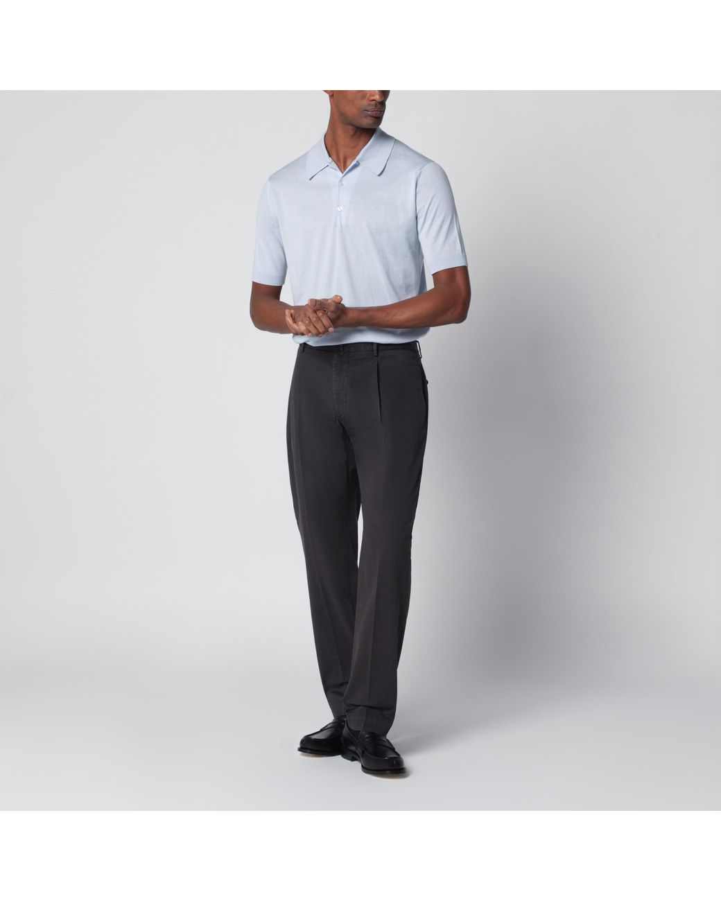 Santaniello Black Cotton Trousers for men