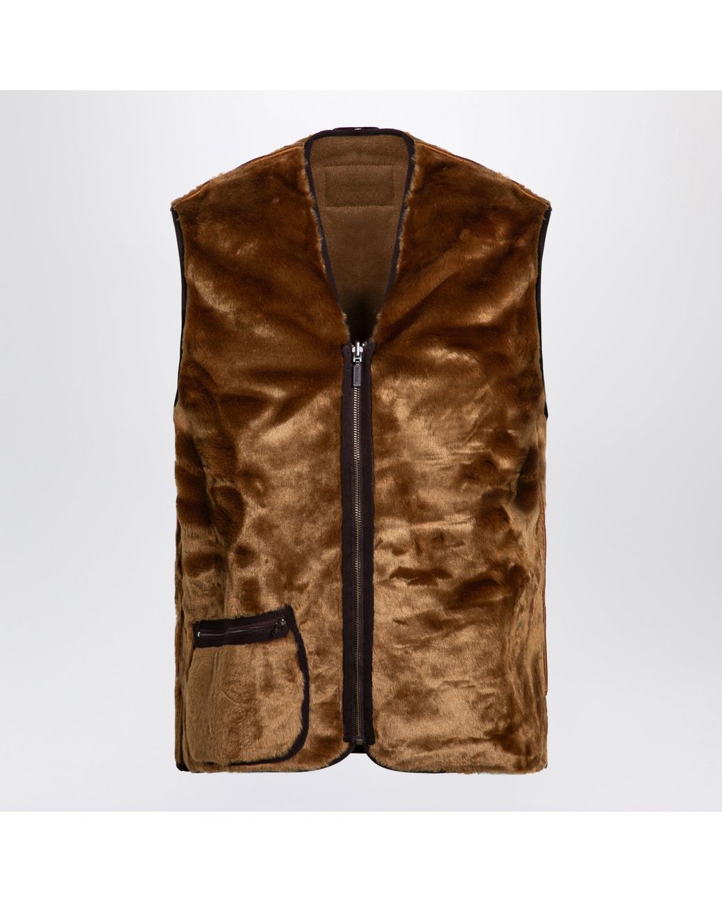 Barbour Brown Zip-Up Fleece Vest for men