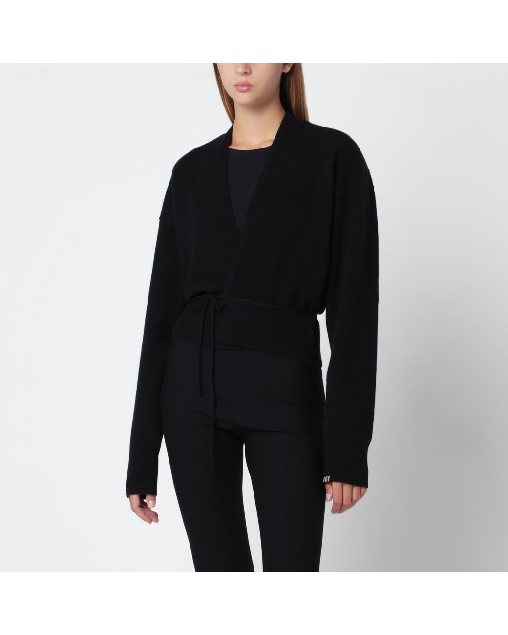 Extreme Cashmere Black Cashmere Wrap Cardigan