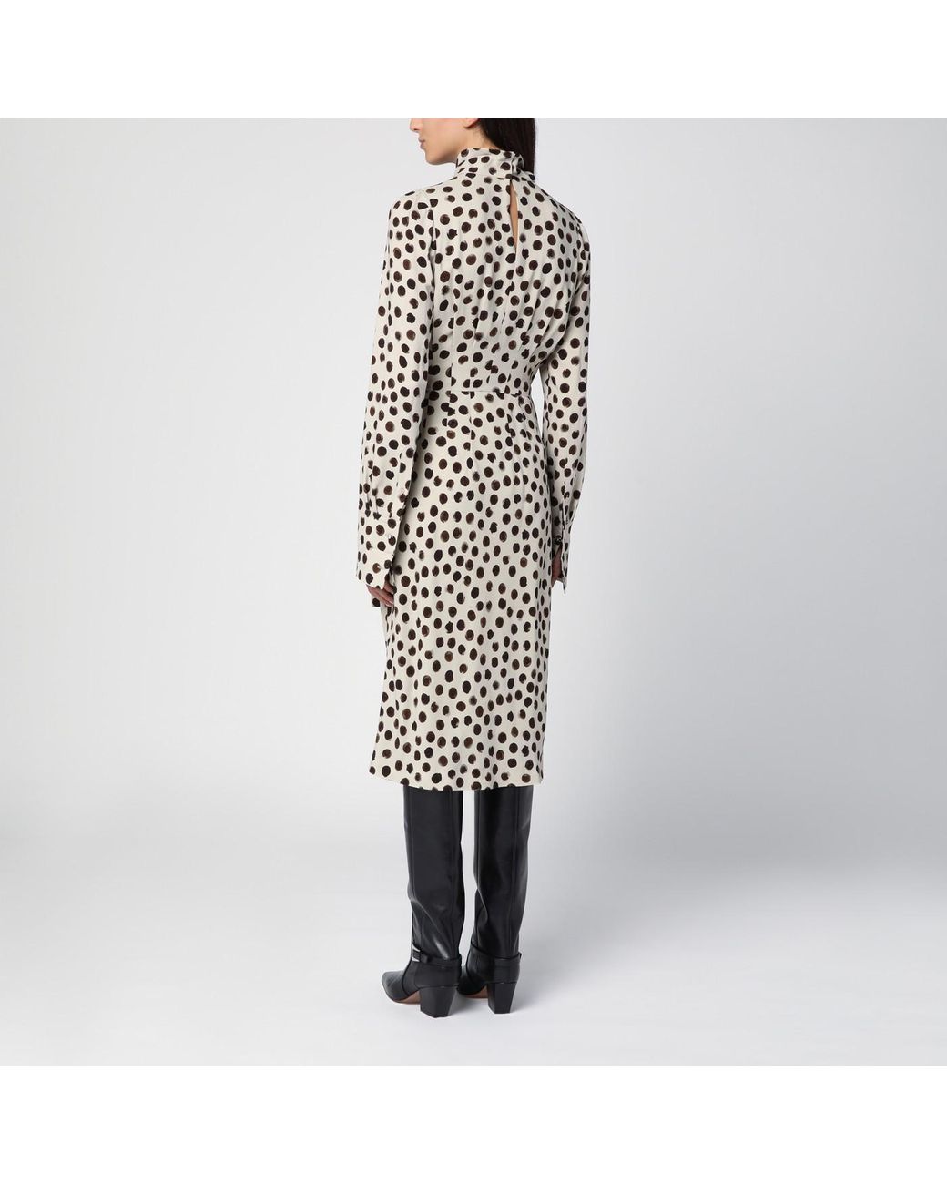 ワンピース DRIES VAN NOTEN ECRU POLKA DOT DRESS WITH BOW Dries Van Noten Écru Polka Dot Dress With Bow in White | Lyst UK
