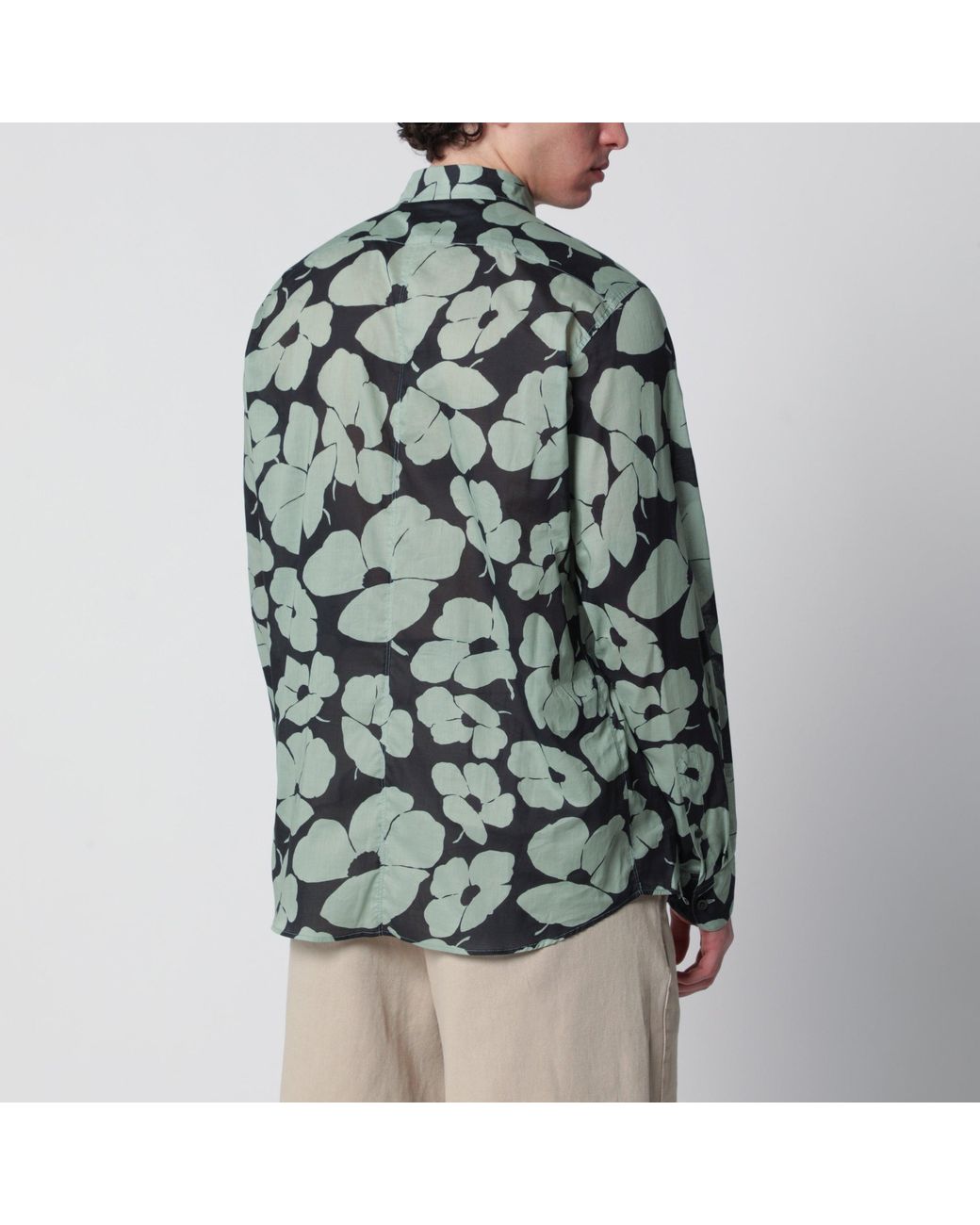 Dries Van Noten Green Shirt With Floral Print Pistachio Color for men