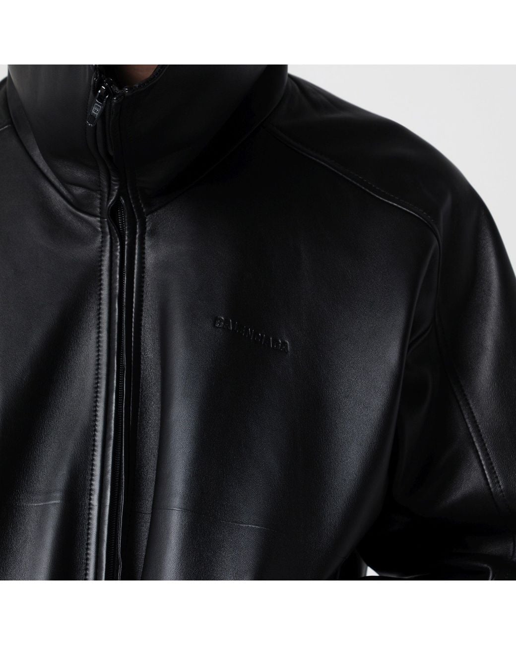 Balenciaga Black Leather Jacket With Logo for men