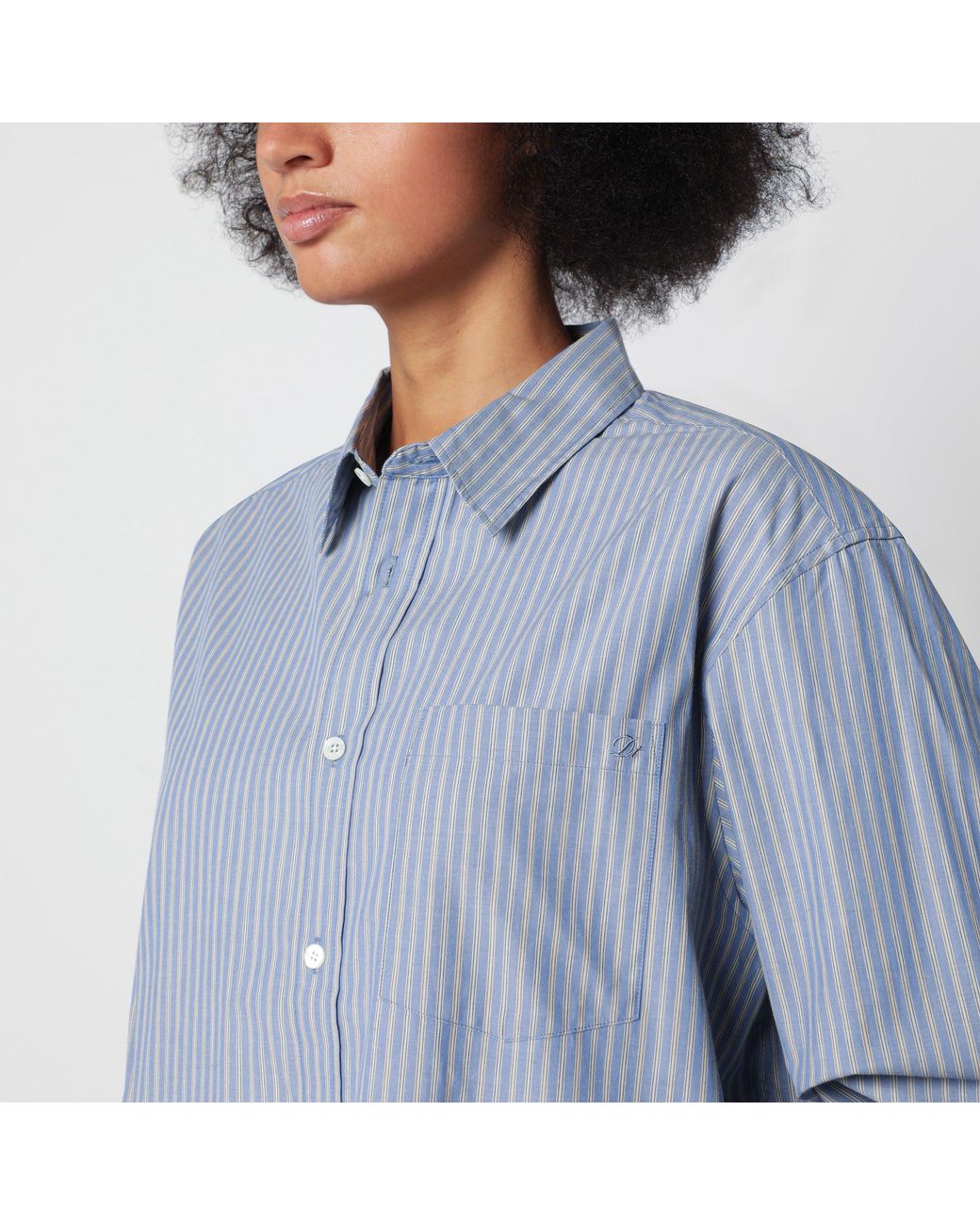 DUNST Blue Casual Striped Shirt