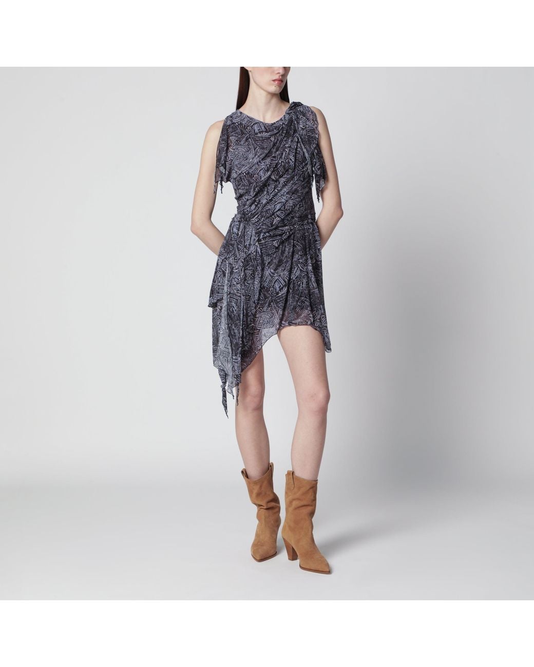 Isabel Marant Blue Asymmetrical Mini Dress Faded Night