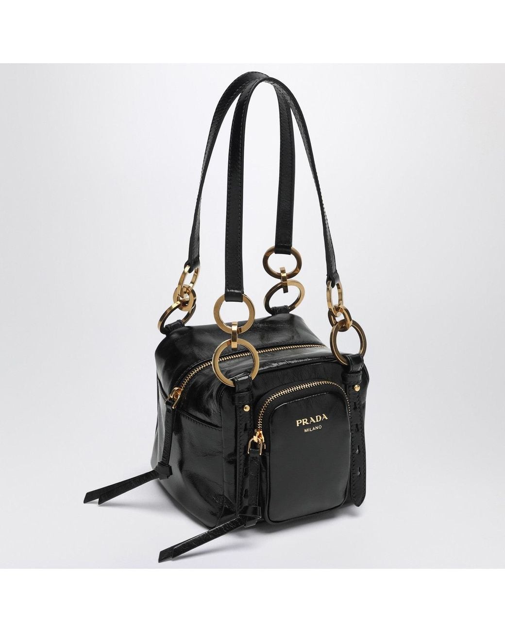 Prada Black Mini Dangle Handtasche Schwarz