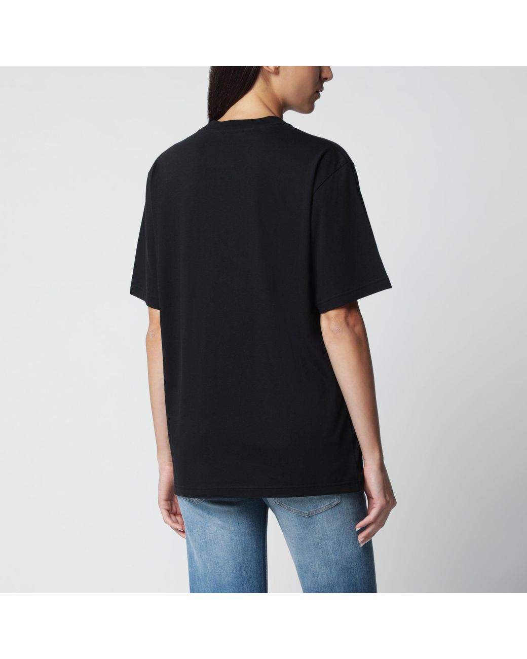 Gucci Black Cotton And Silk Jersey T-Shirt With Print