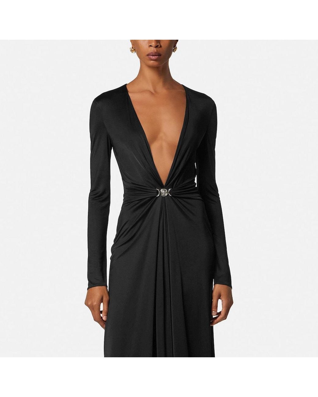 Versace Black Viscose Jersey Midi Dress