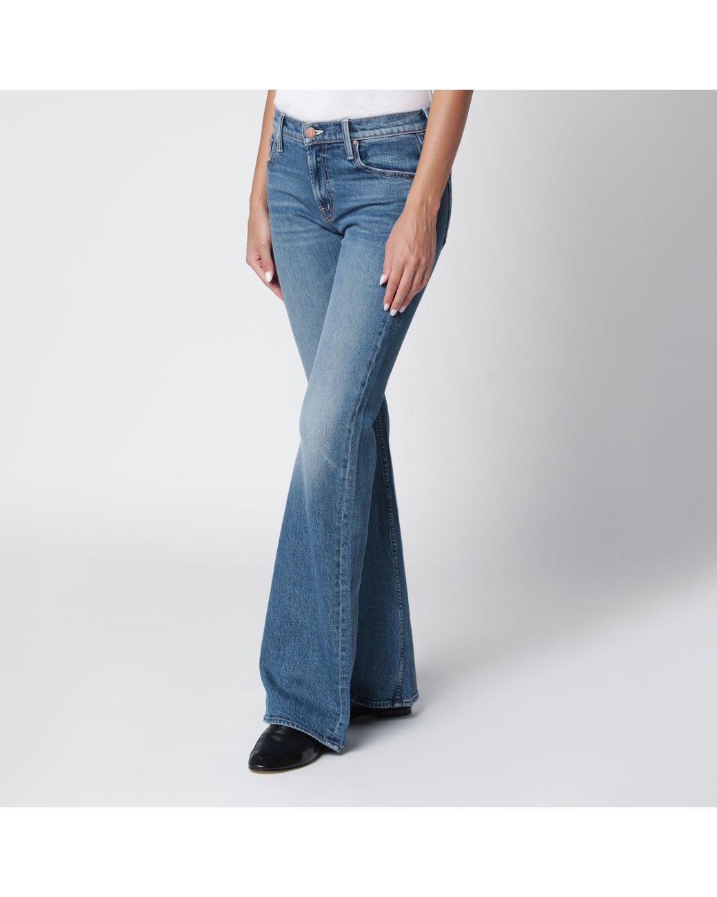 Mother Blue Jinx Heel Bootcut Jeans