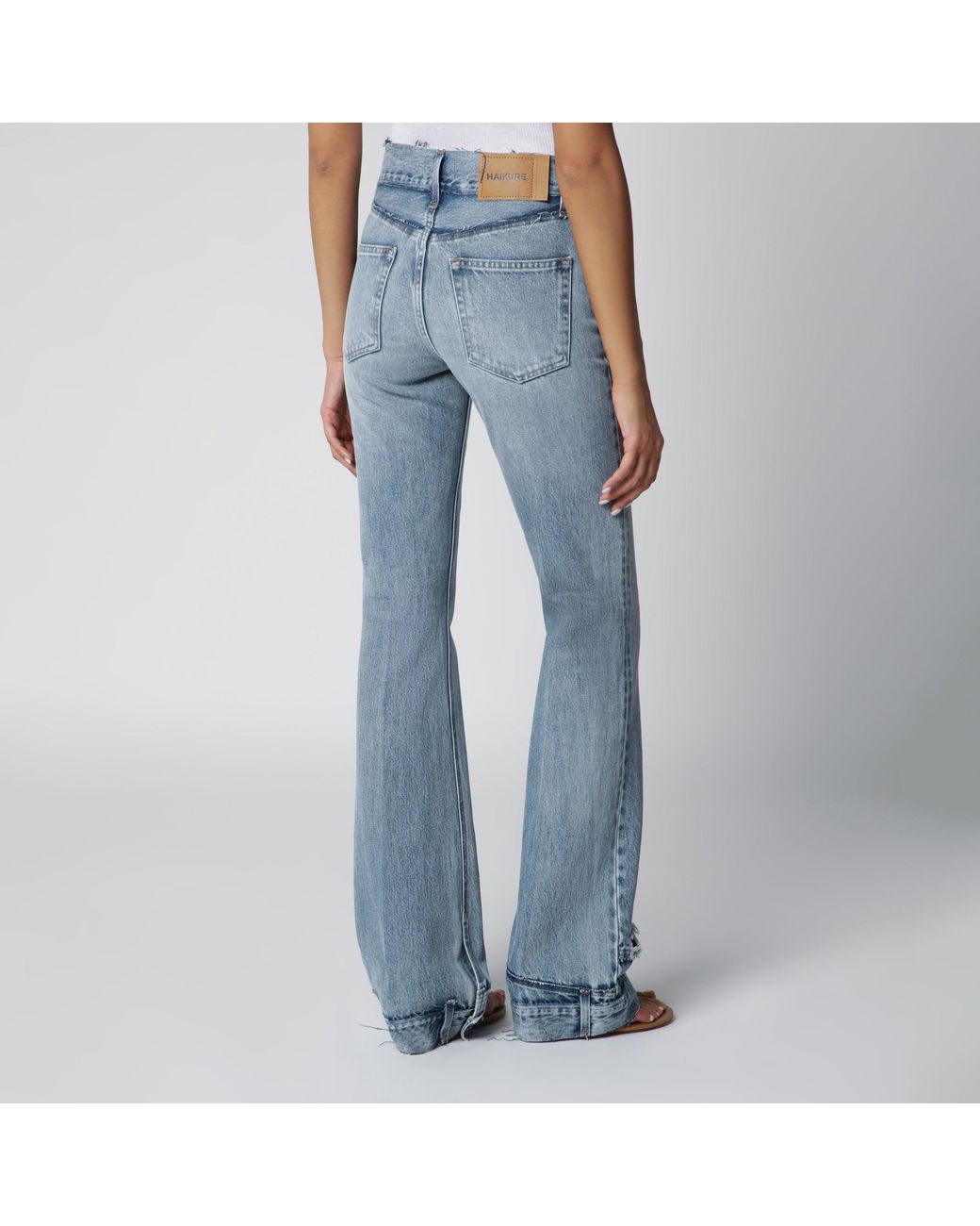 Haikure Blue Flora High-Waisted Flared Jeans