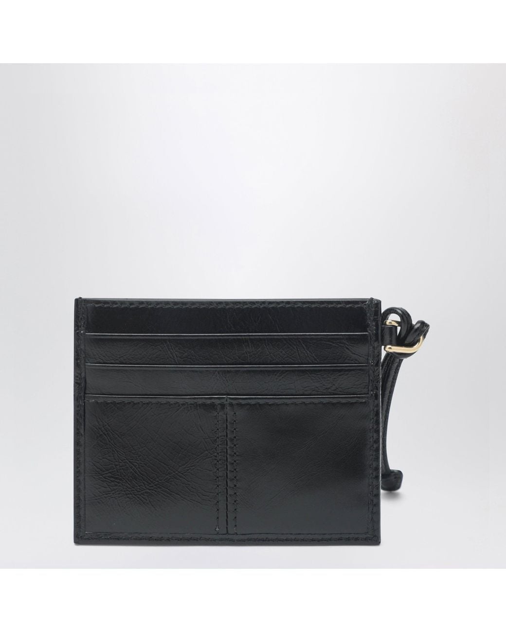 Prada Black Leather Card Holder With Triangle Logo
