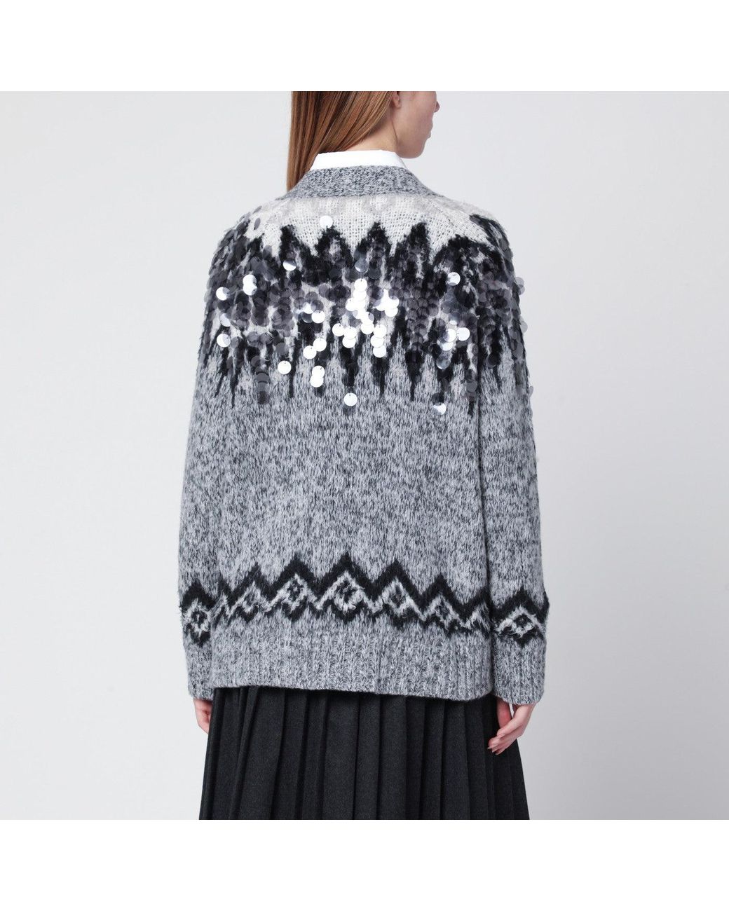 Roberto Collina Black Wool Blend Cardigan With Sequins