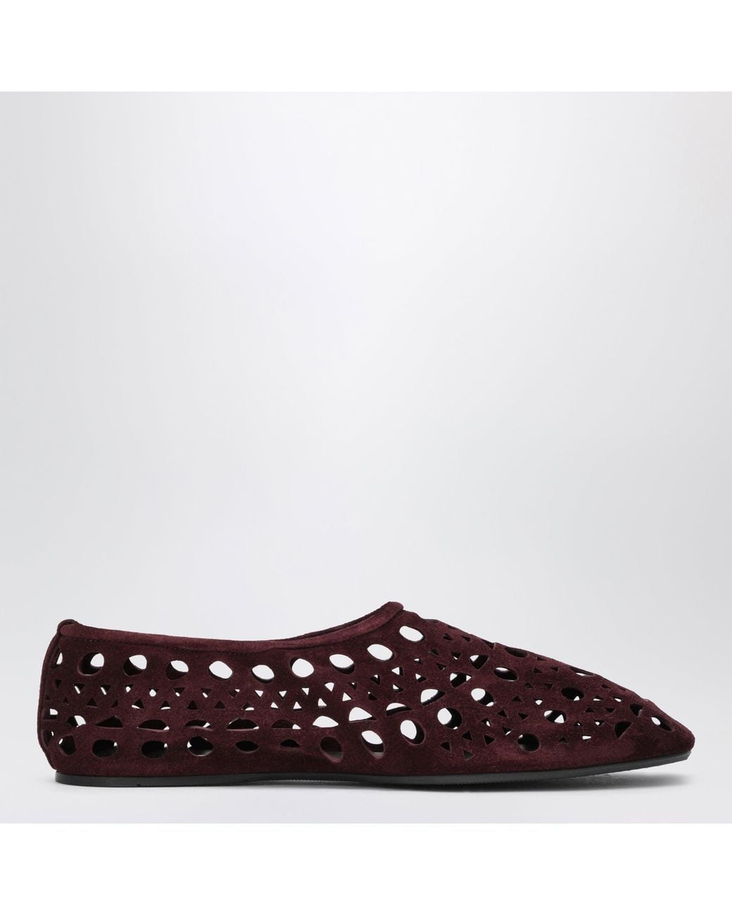 Alaïa Red Cherry Suede Vienne Perforated Slippers