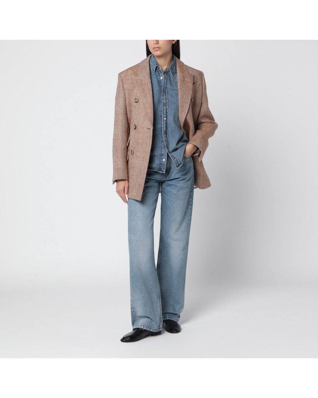 AMI Brown Double-Breasted Blazer