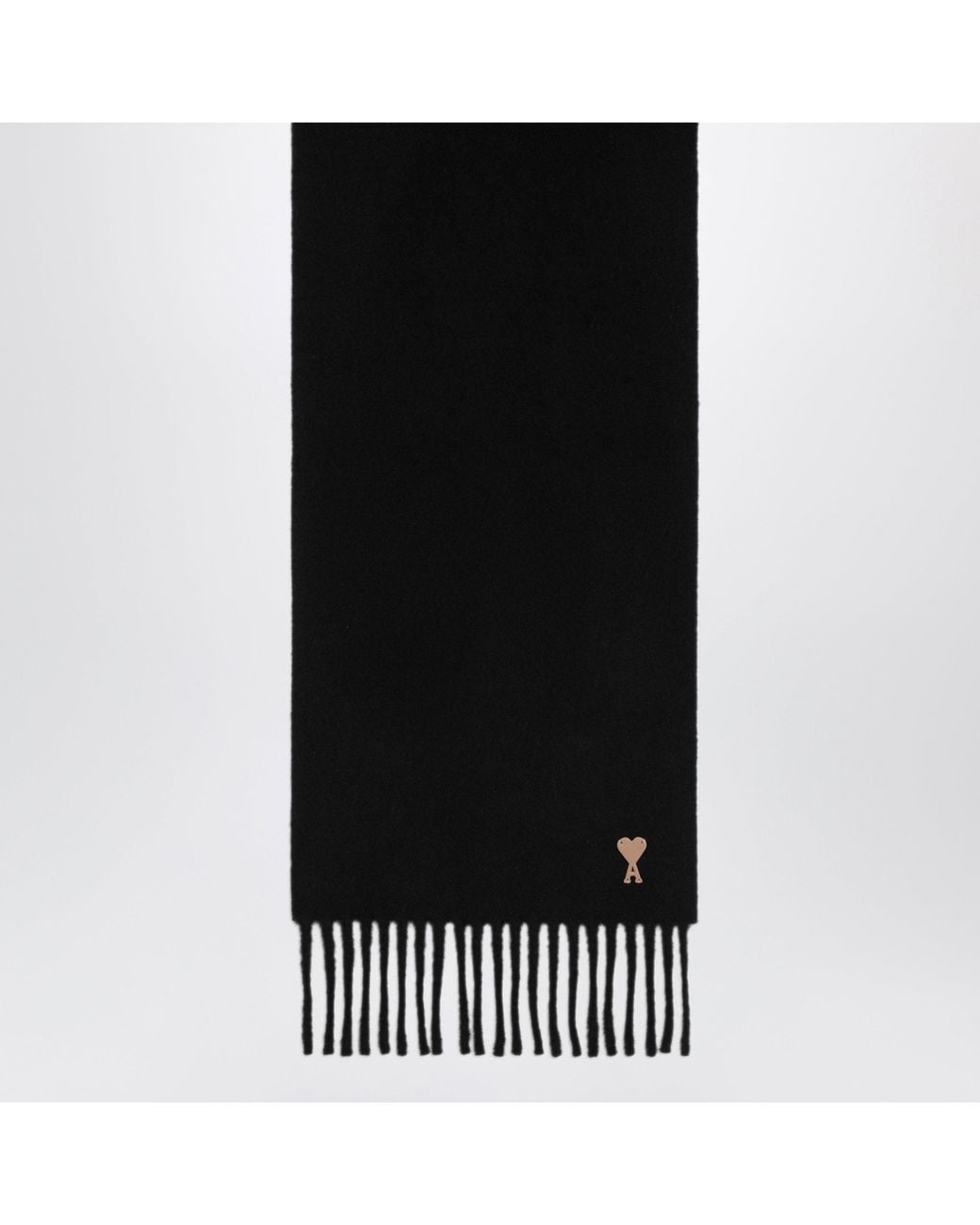 AMI Black Ami De Coeur Wool Scarf for men