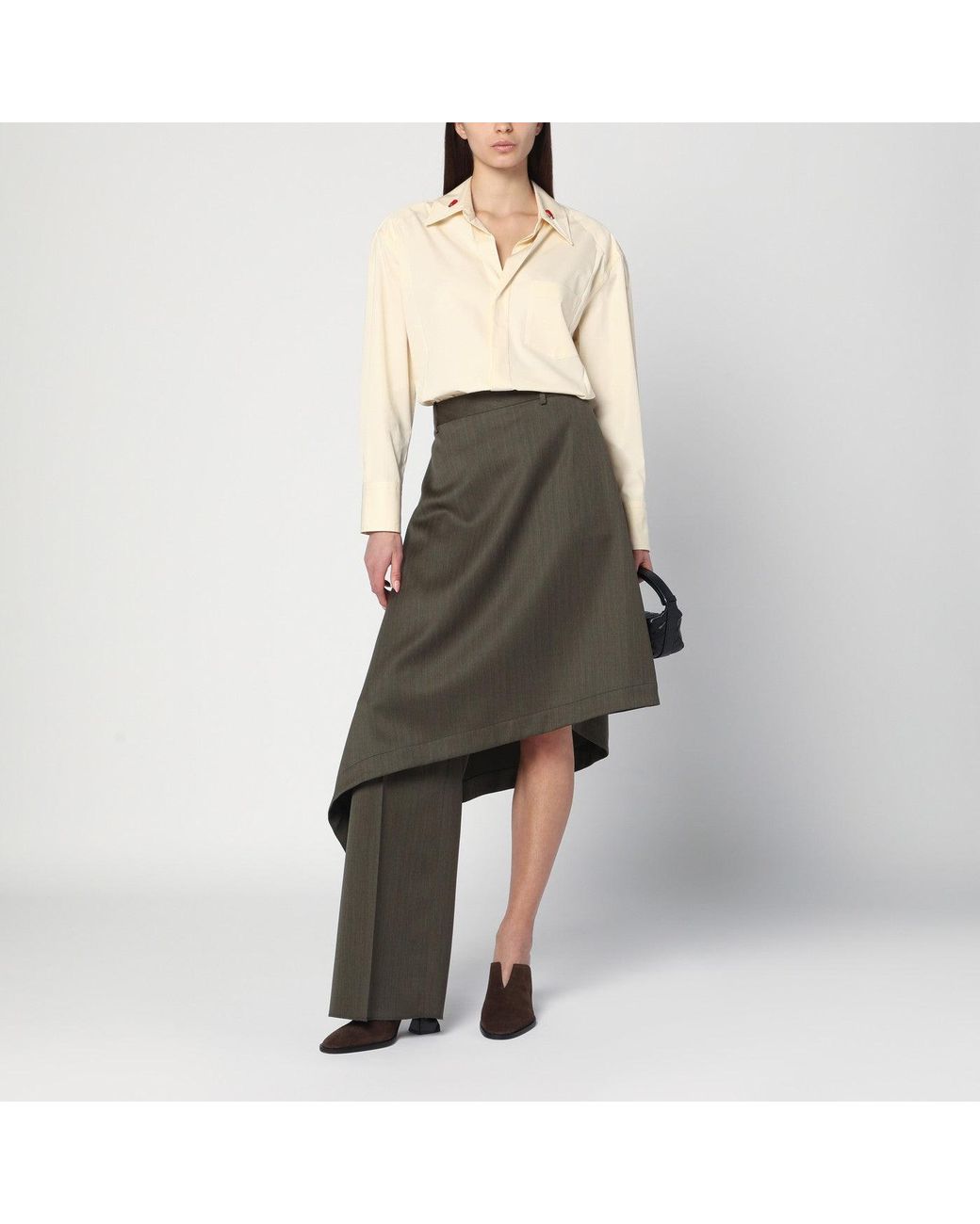 Bottega Veneta Natural Cream Shirt In Cotton And Silk
