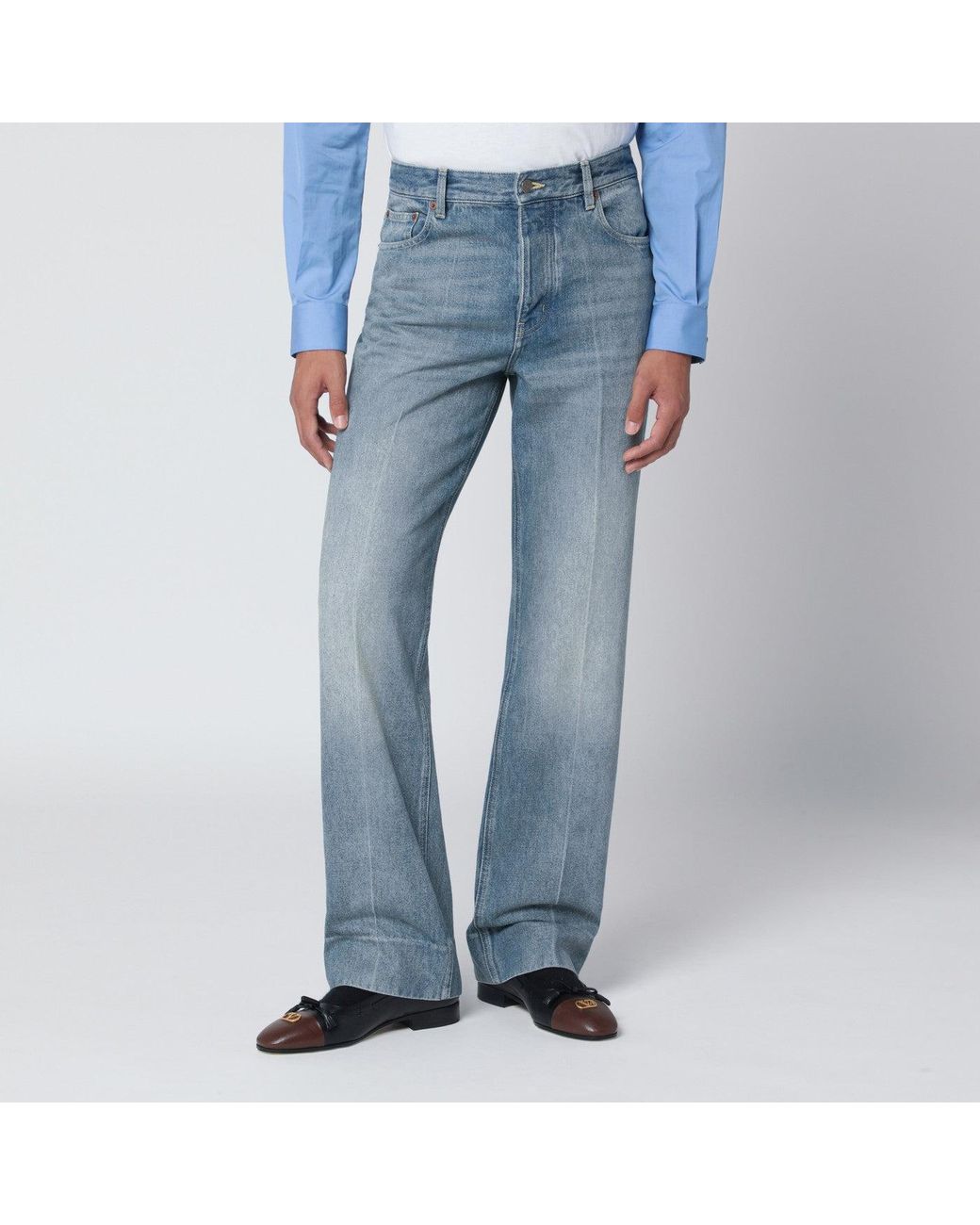Valentino Blue Medium Washed-Effect Jeans for men