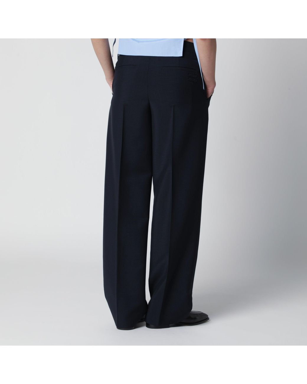 Miu Miu Black Wool-Blend Trousers