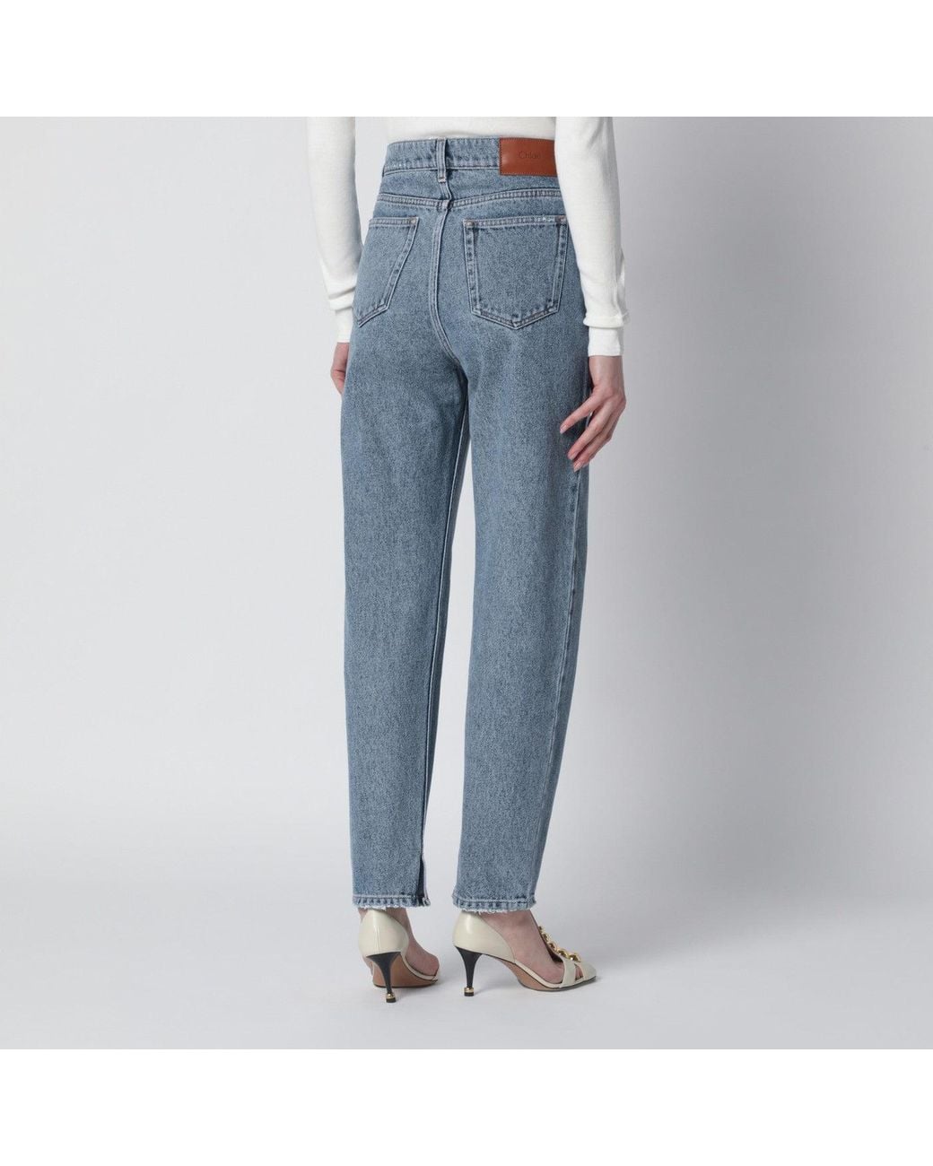 Chloé Blue Light High-Waisted Tapered Jeans