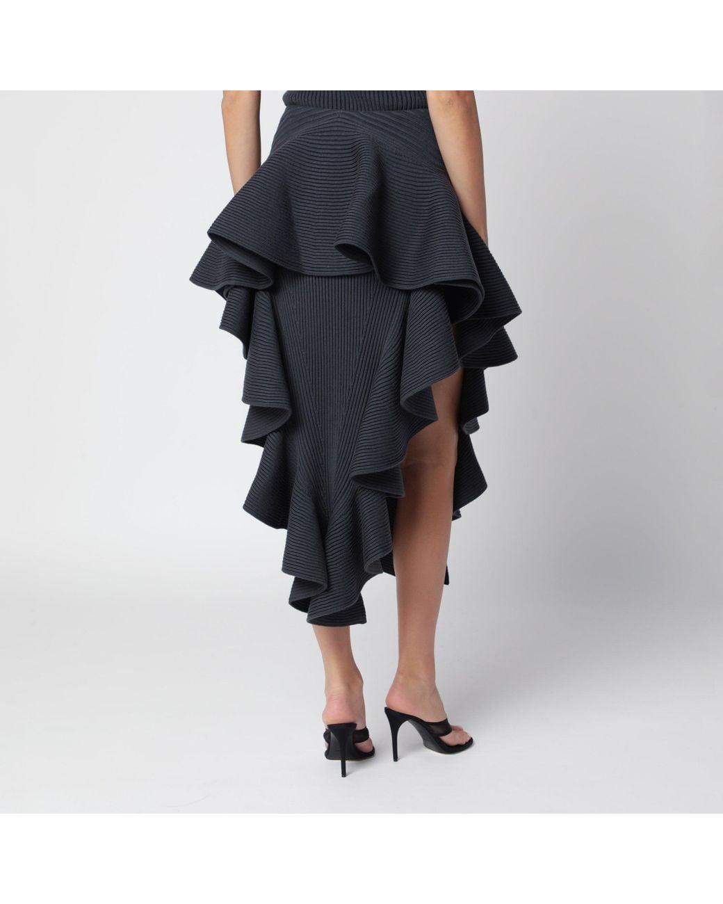 Alaïa Black Wool Ruffle Skirt