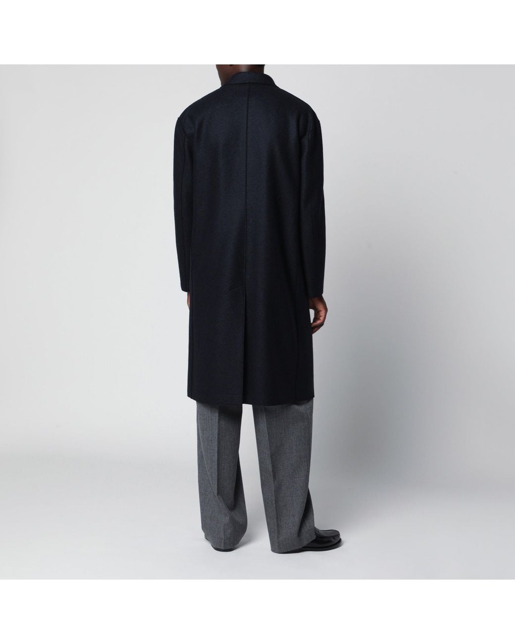Harris Wharf London Black Single-Breasted Wool Coat for men