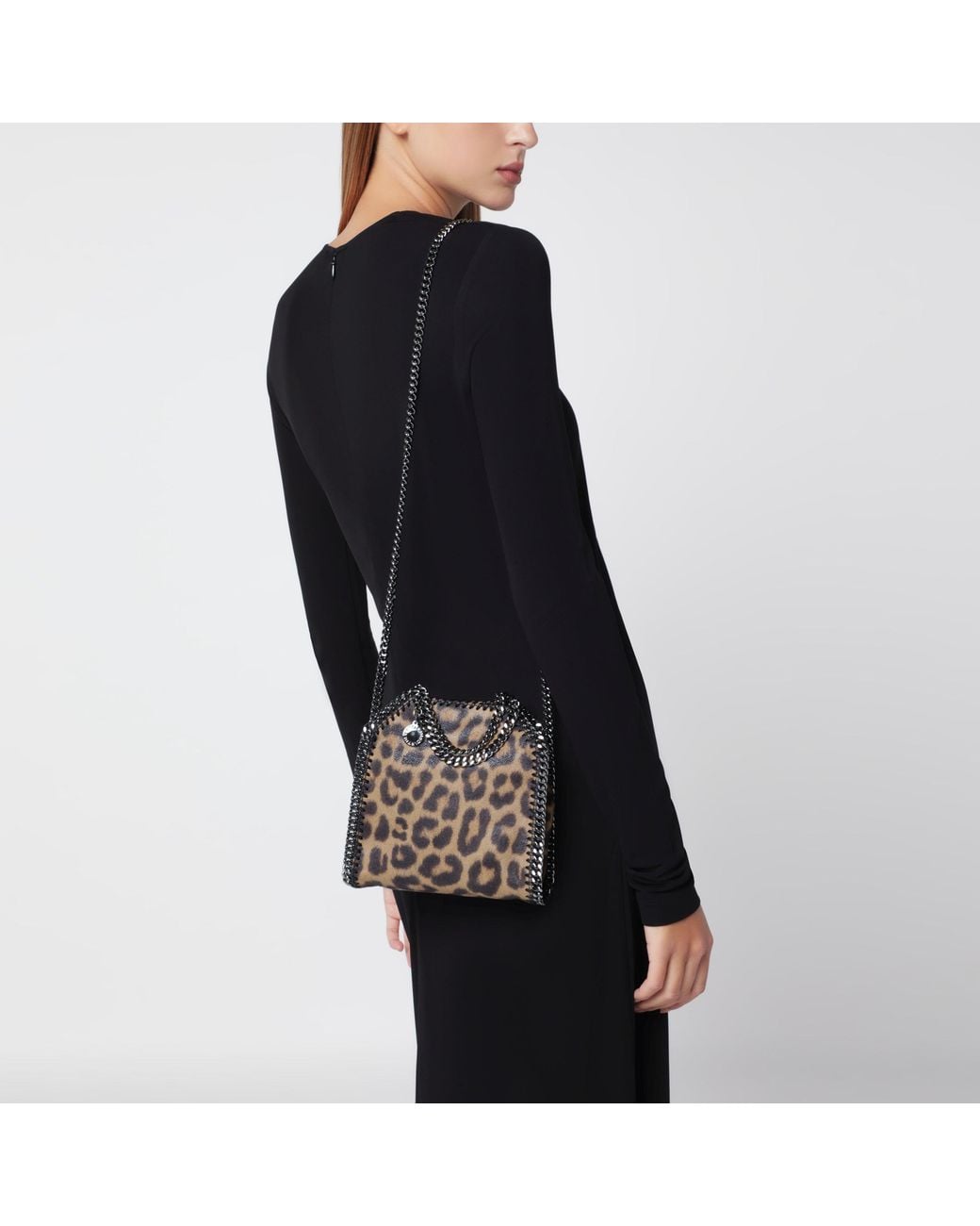 Stella McCartney Metallic Leopard-Print Micro Falabella Tote Bag