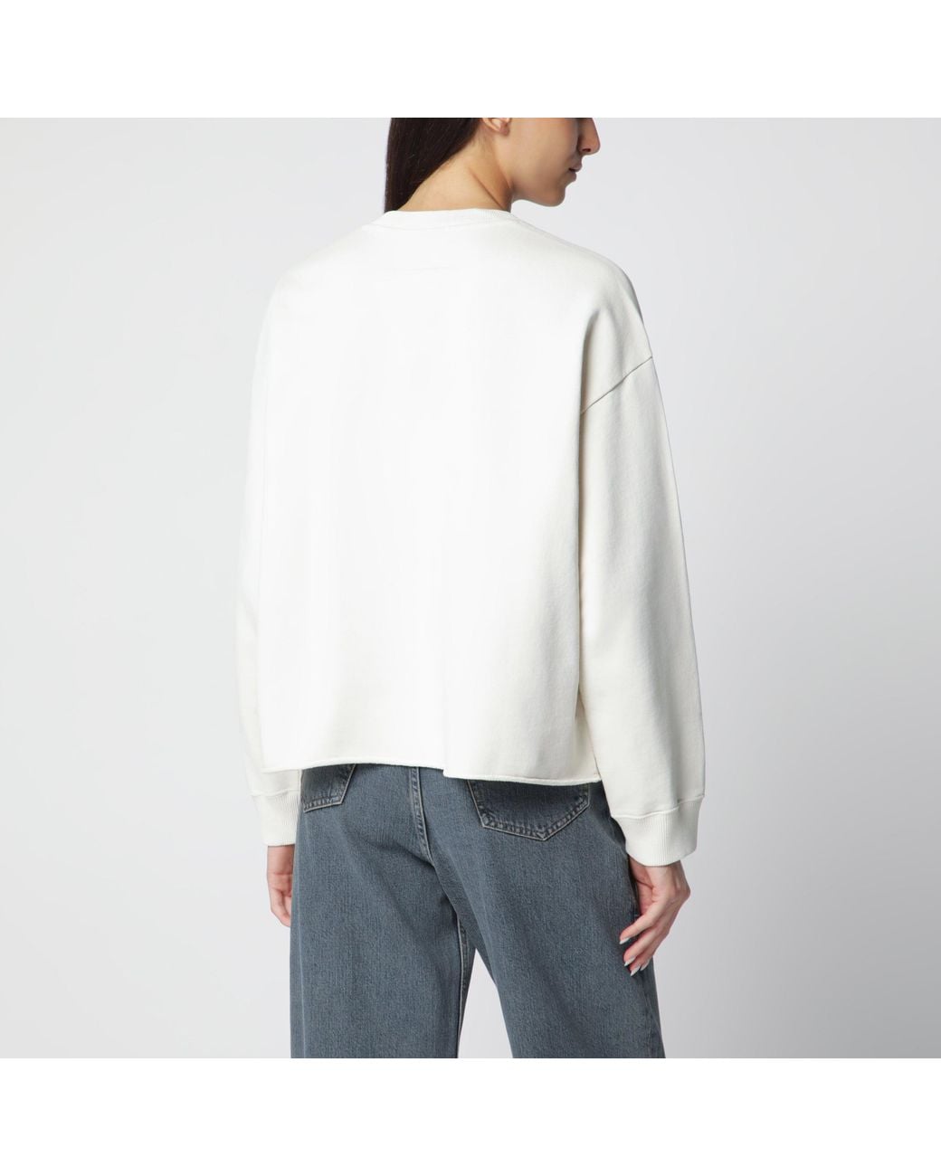MM6 by Maison Margiela White Écru Fleece Sweatshirt With Logo Print