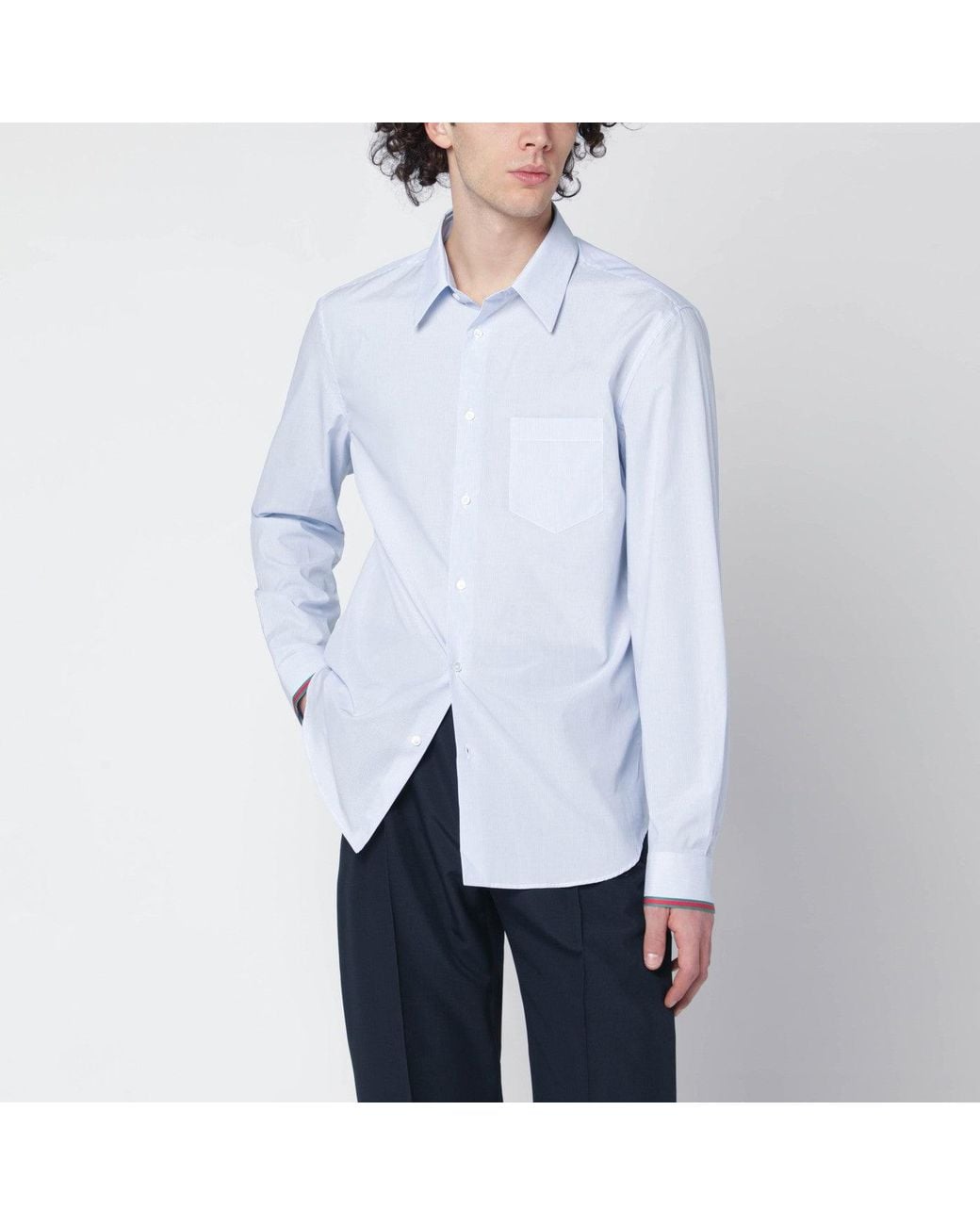 Gucci White Striped Shirt With Web Detail for men