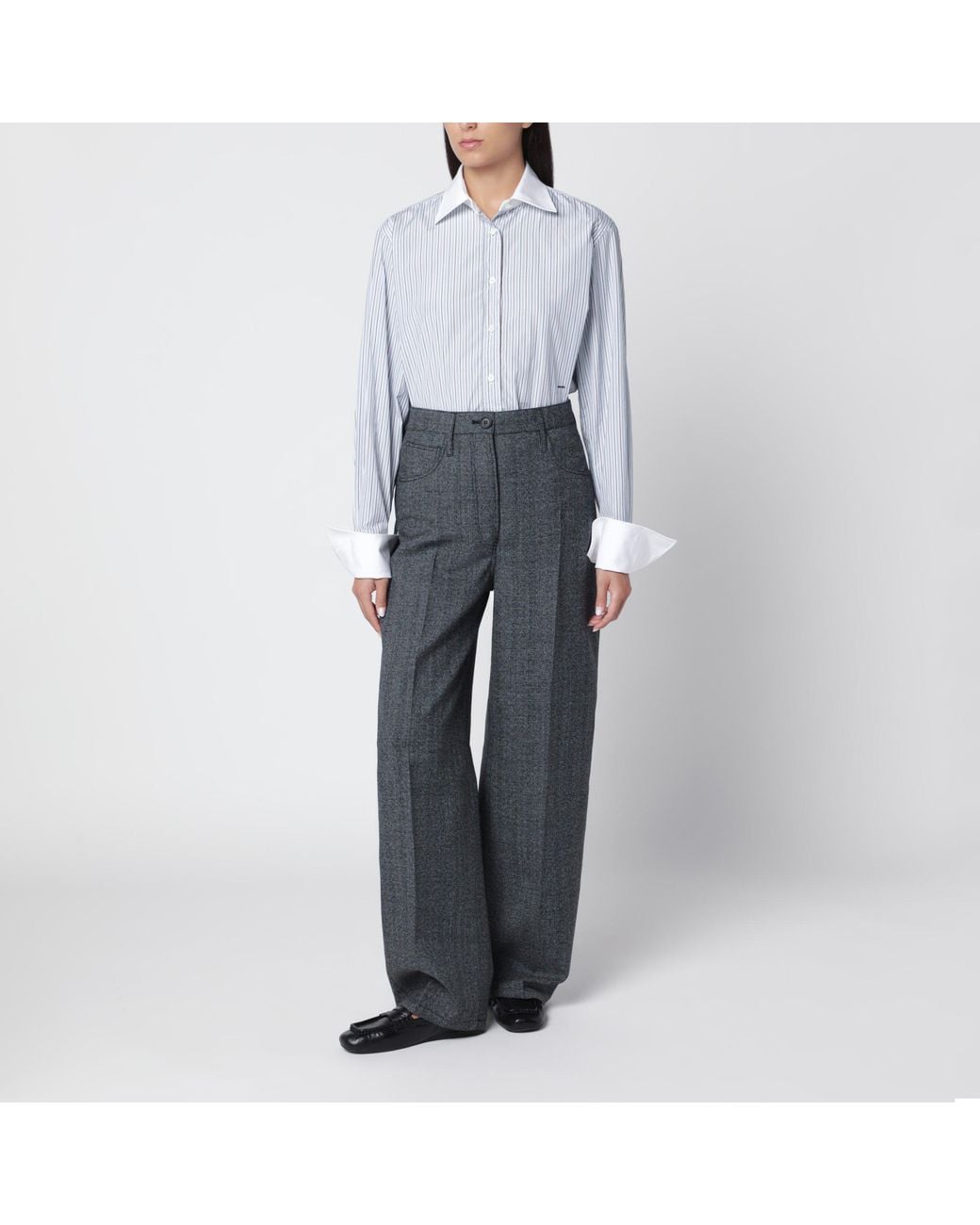 Prada Gray Tailored Wool Trousers