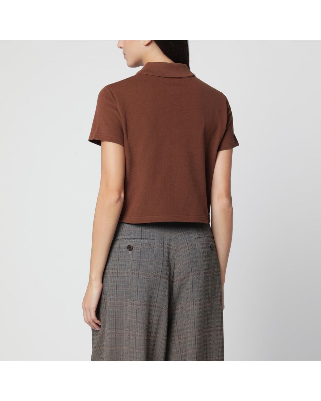 Saint Laurent Brown Caramel Cropped Polo Shirt