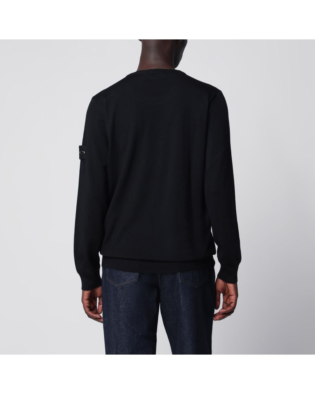 Stone Island Black Wool Crew-Neck Sweater for men