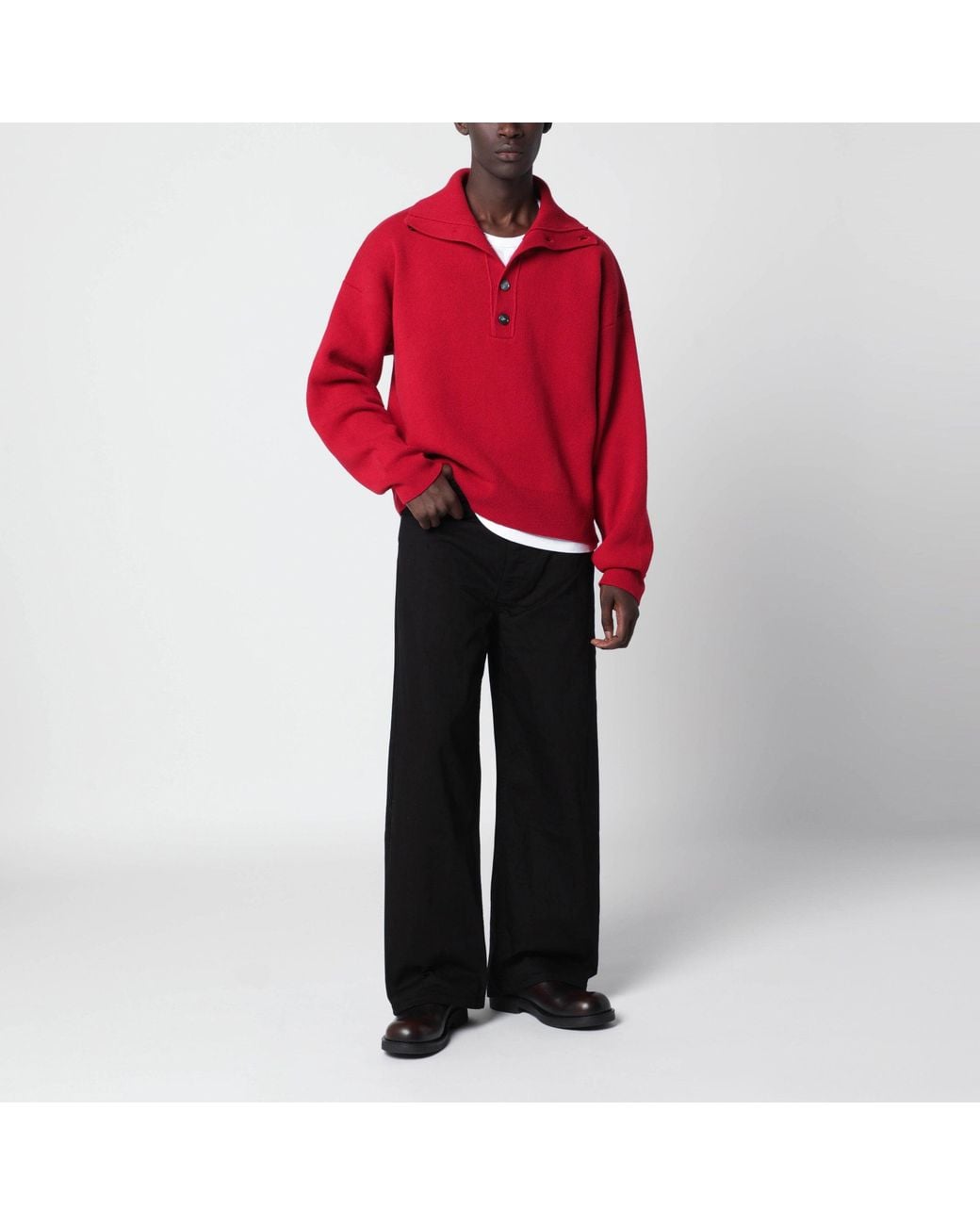 AMI Red Ruby Wool Sweater for men