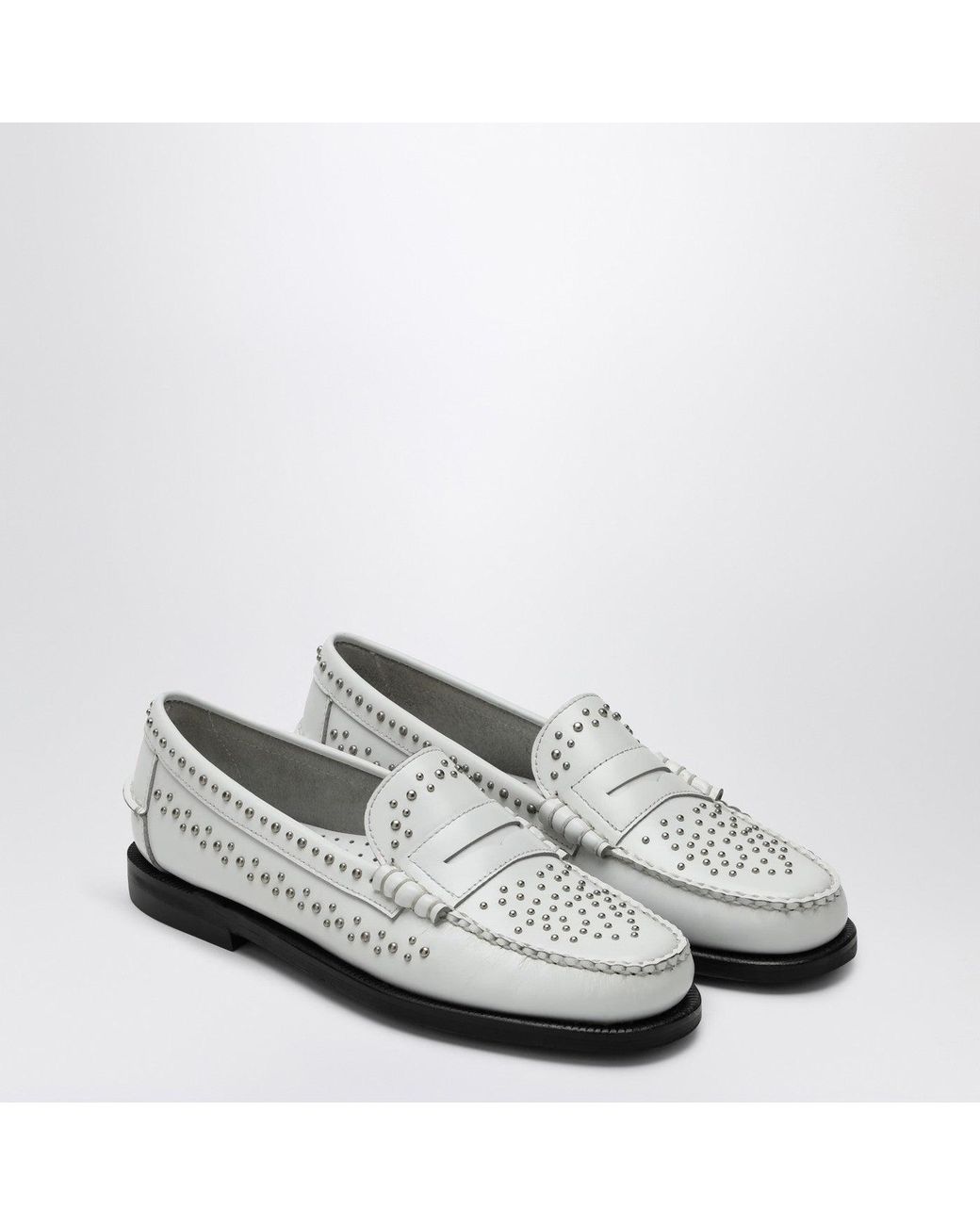 Sebago White Classic Dan Loafer With Studs