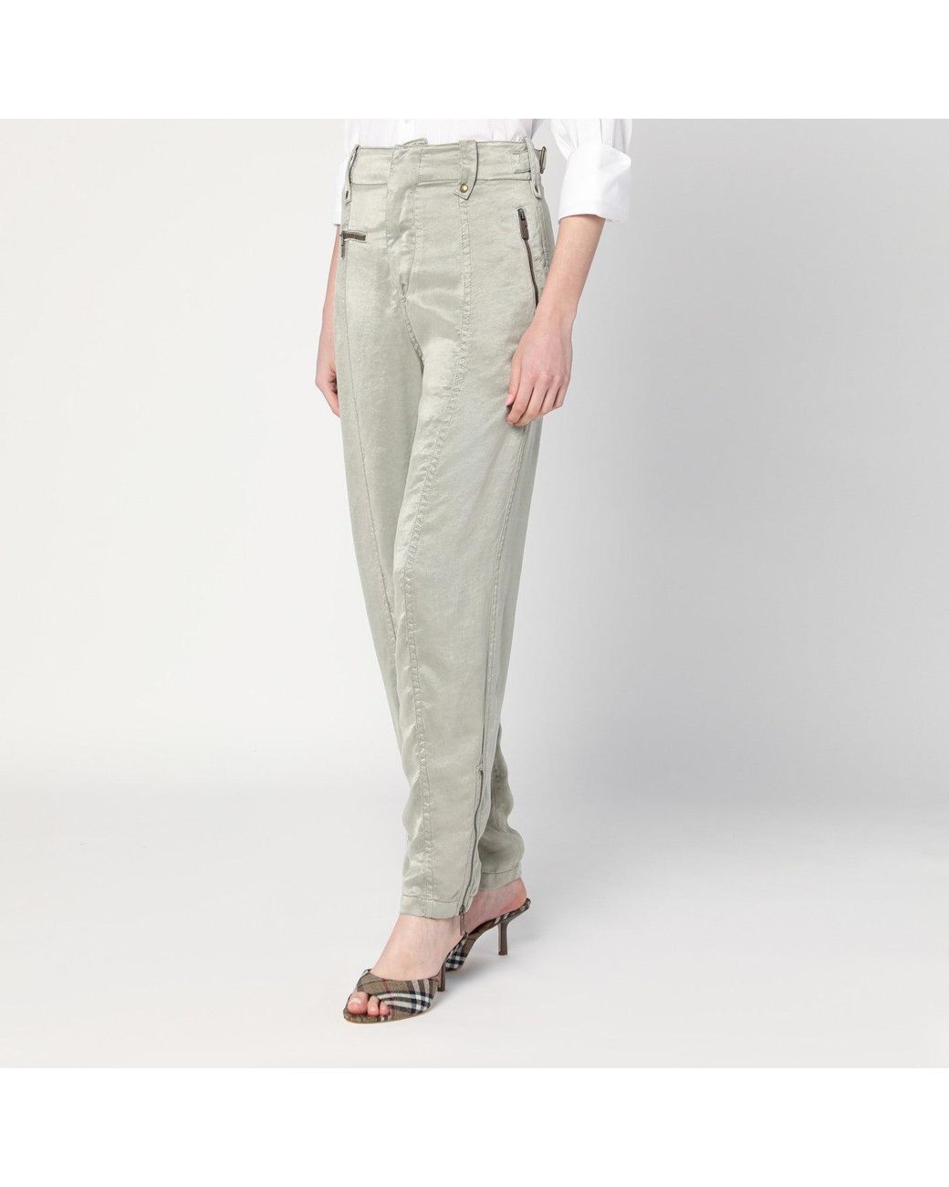 Burberry Gray Trousers With B Shield Emblem