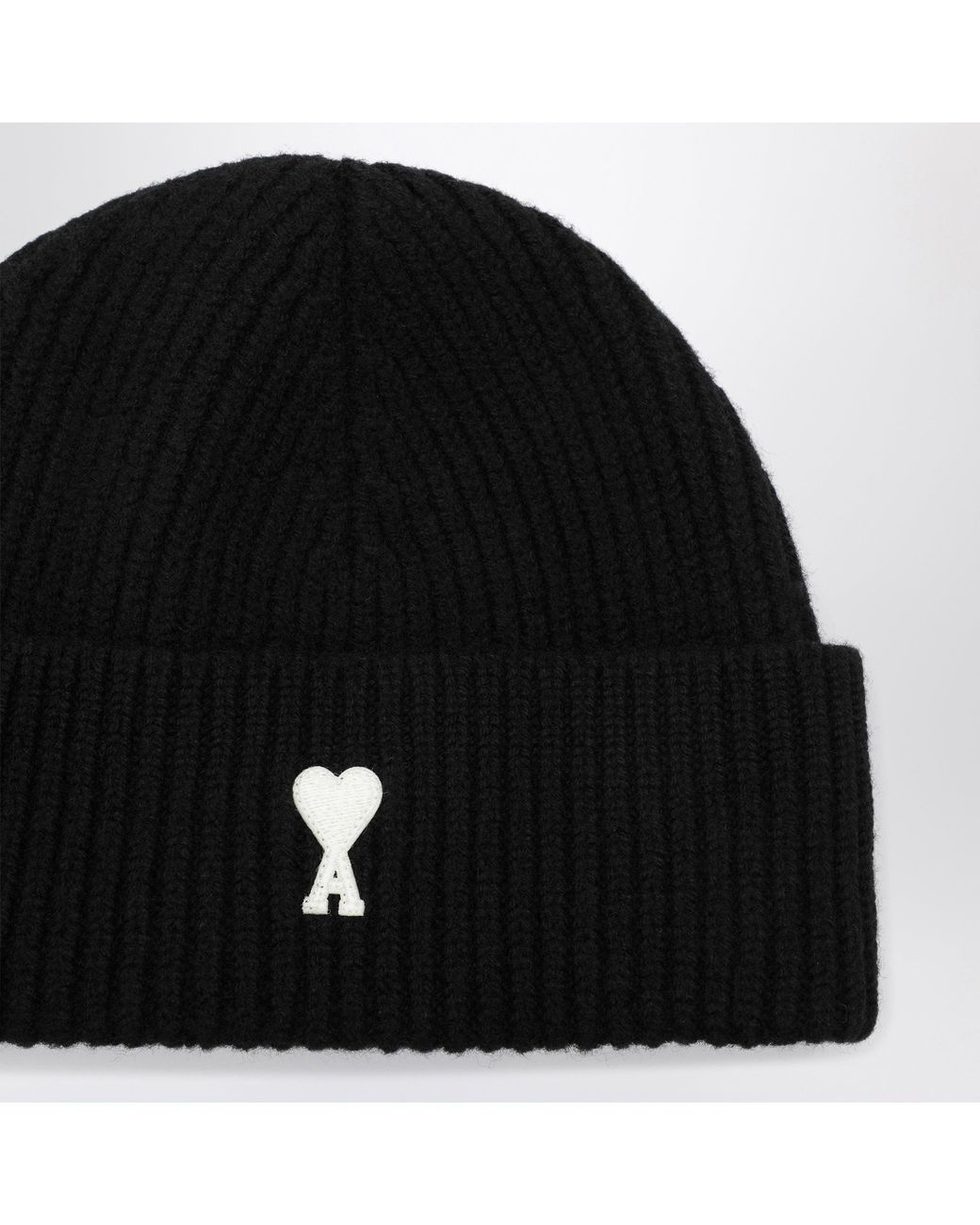 AMI Black Ami De Coeur Wool Hat for men
