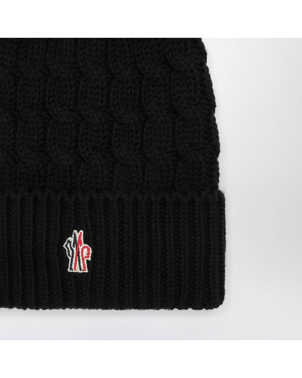 Moncler Black Wool Beanie With Pompom