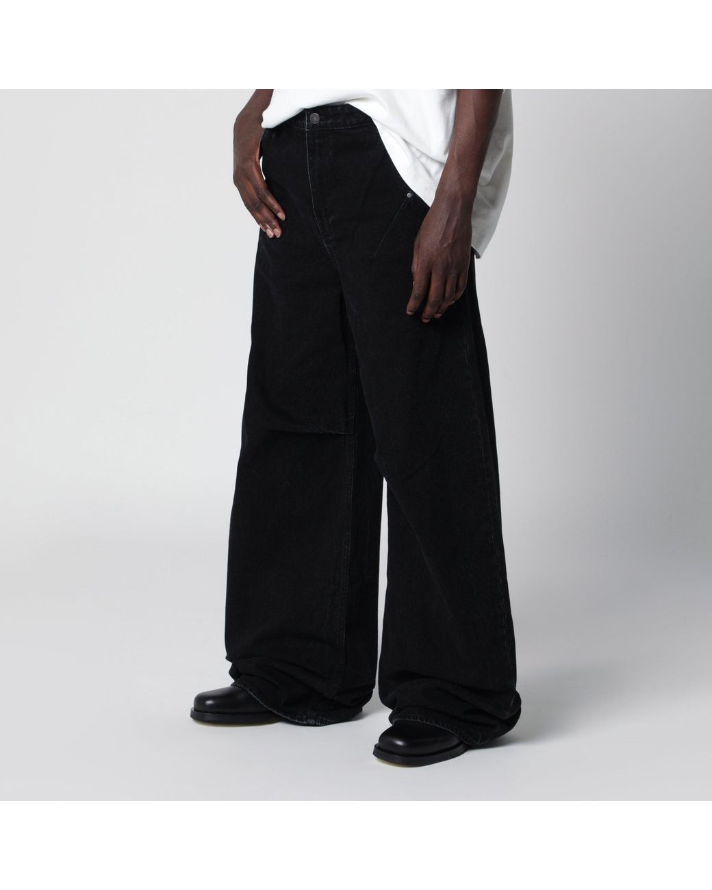 Entire studios Black Wide Charcoal Jeans for men